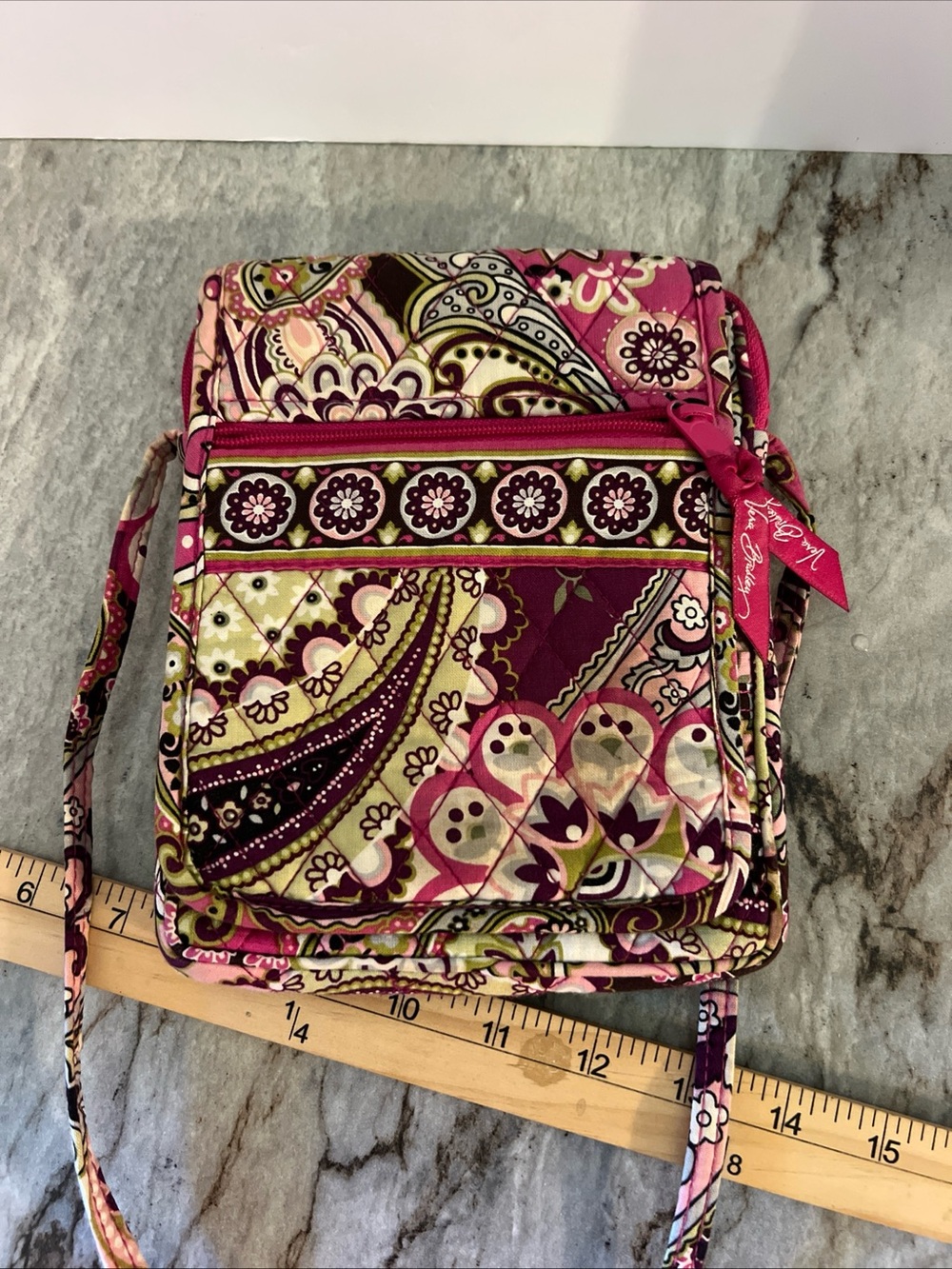 Vera Bradley Magenta Paisley Quilted Crossbody Bag